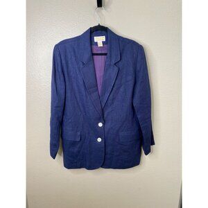 Brooks Brothers Womens Pure‎ Irish Linen Blazer 10 Blue Lining 2 Button Vintage